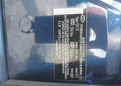 2022 Hyundai Sonata N Line z USA, uszkodzony, nr VIN 5NPEK4JC9NH141160